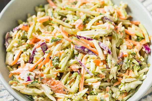 Healthy Cream Homemade Coleslaw with Mayo Broccoli and Cabbage